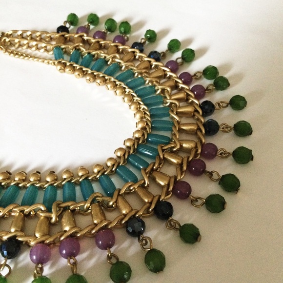 Vintage Egyptian Revival Cleopatra Style Goddess Necklace w/ Semi Precious Beads - Picture 11 of 17